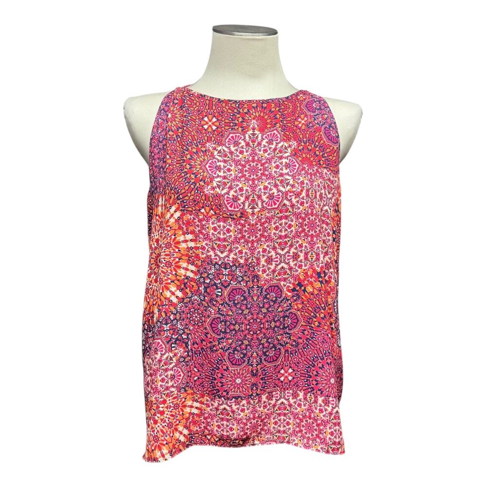 Adrienne Vittadini Sleeveless Top Pink Orange Blue Large